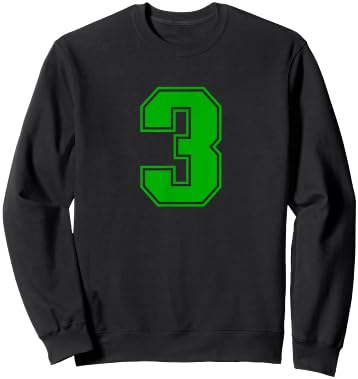 Number #3 Green Sports Fan Jersey Number Sweatshirt - Sweatshirt | Black