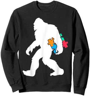 Yetti Autism Kids Jigsaw Puzzle Sasquatch Sweatshirt - Sweatshirt | Black