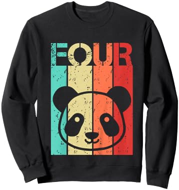 Panda 4 Birthday Boy Girl Panda 4 Year Old Sweatshirt - Sweatshirt | Black