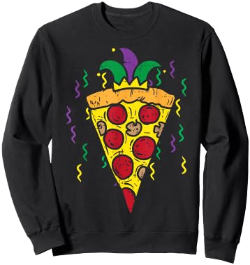 Mardi Gras Jester Pizza Funny Carnival Food Men Women Kids Sweatshirt - Sweatshirt | Black