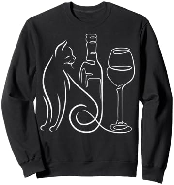 Elegant Line Art Cat with Minimalist Style Sweatshirt - Sweatshirt | Black