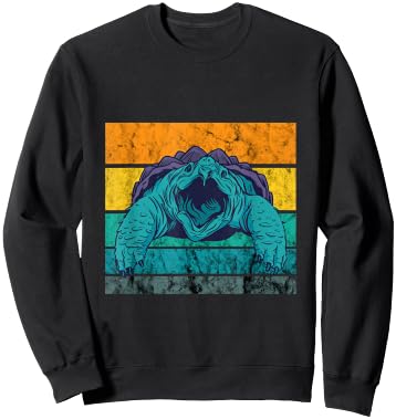 Snapping Turtle Vintage Retro Reptile Snapping Turtle Lover Sweatshirt - Sweatshirt | Black