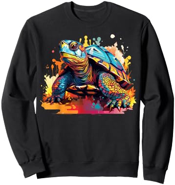 Eastern Box Turtle Lover Colorful Splash Art Sweatshirt - Sweatshirt | Black