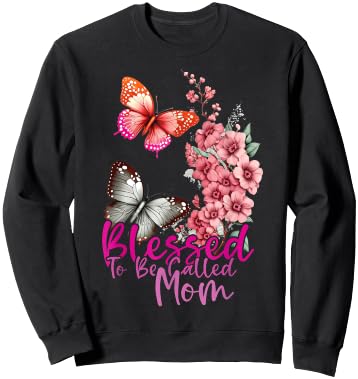 Blessed To Be Called Mom Mother's Day 2024 Butterfly Mom Day Sweatshirt - Sweatshirt | Black
