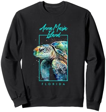 Anna Maria Island Souvenirs Florida Sea Turtle Portrait Sweatshirt - Sweatshirt | Black