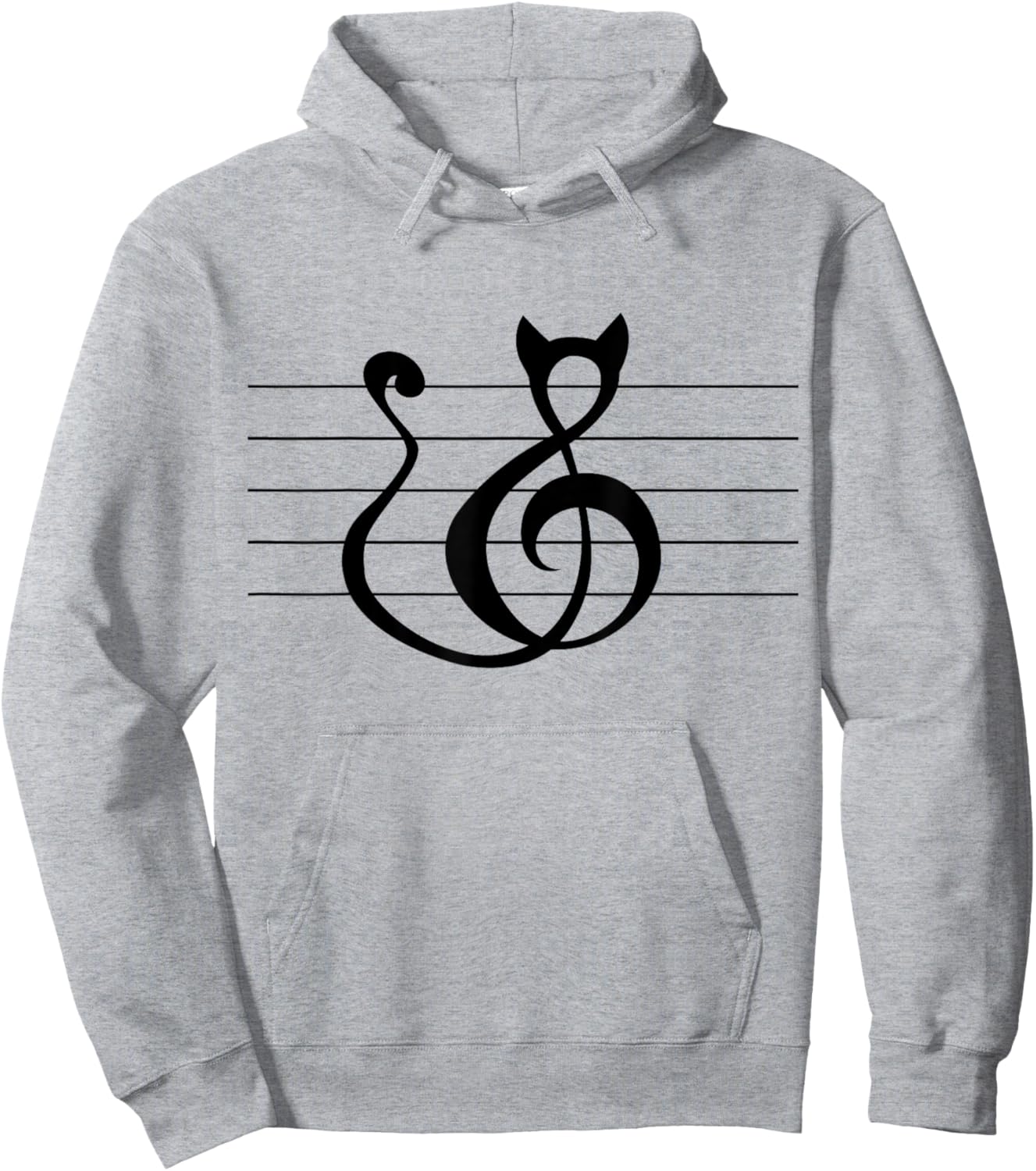 Cat Treble Clef Music and Cat Lover T Shirt Singer Animal Hoodie - Hoodie | Ash