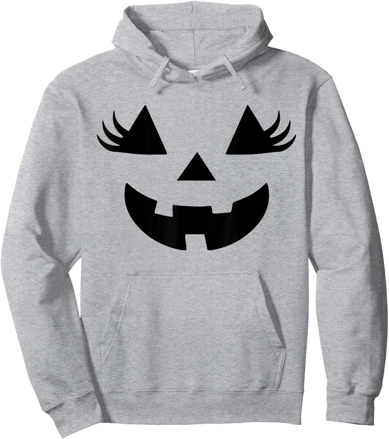 Jack O Lantern Face Pumpkin Eyelashes Halloween Women Girls Hoodie - Hoodie | Ash