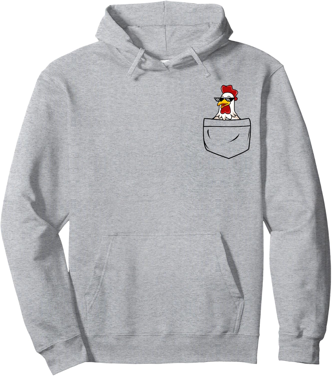 Cool Chicken Hen Rooster in Pocket with Meme Sunglasses Hoodie - Hoodie | Ash