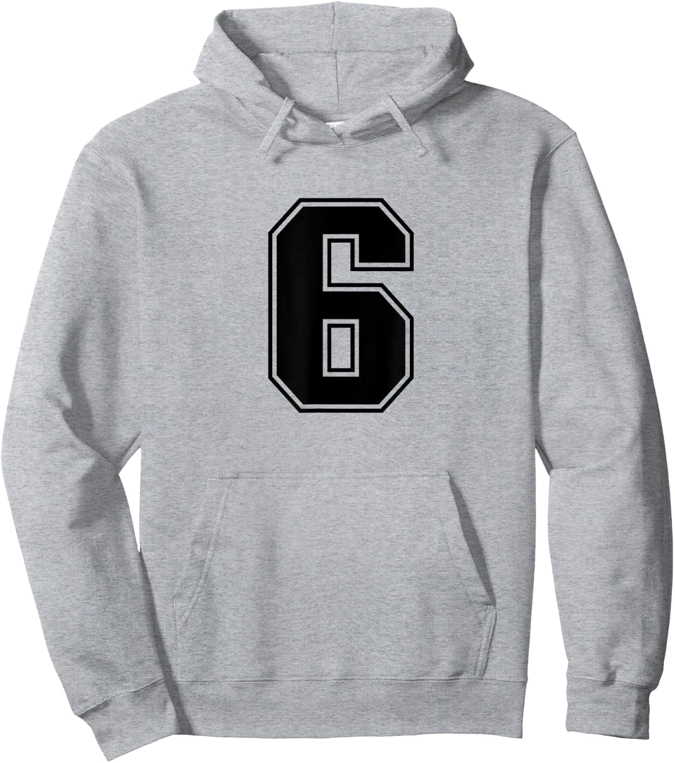 Number #6 Black Sports Fan Jersey Number Hoodie - Hoodie | Ash