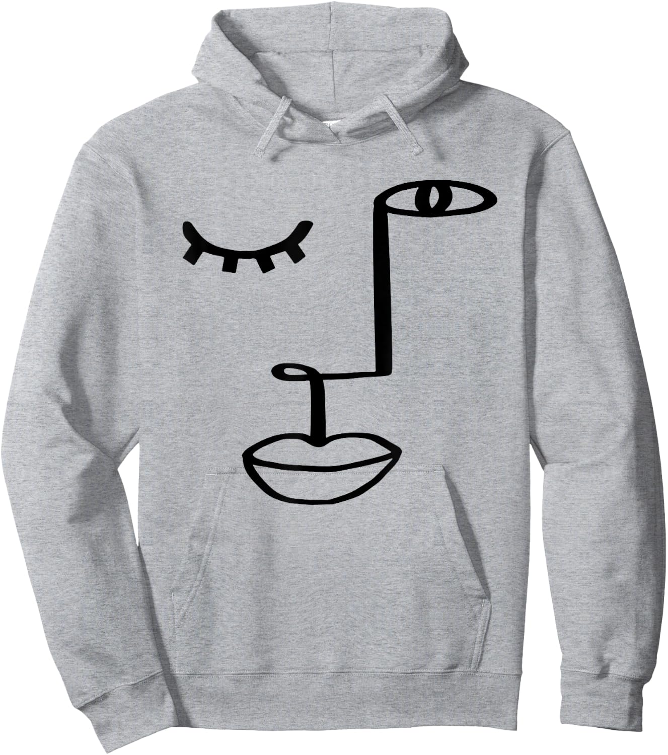 Aesthetic One Line Abstract Fashion Face Minimalist Artsy Hoodie - Hoodie | Ash
