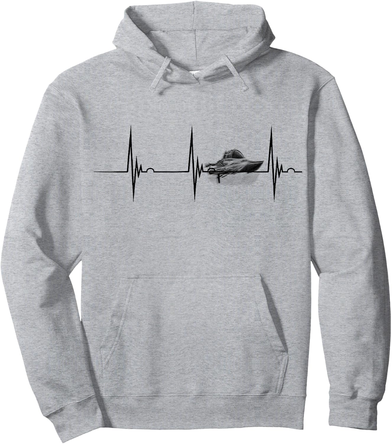 Heartbeat EKG Pulse Boater Motor Boating Drag Boat Racing Hoodie - Hoodie | Ash
