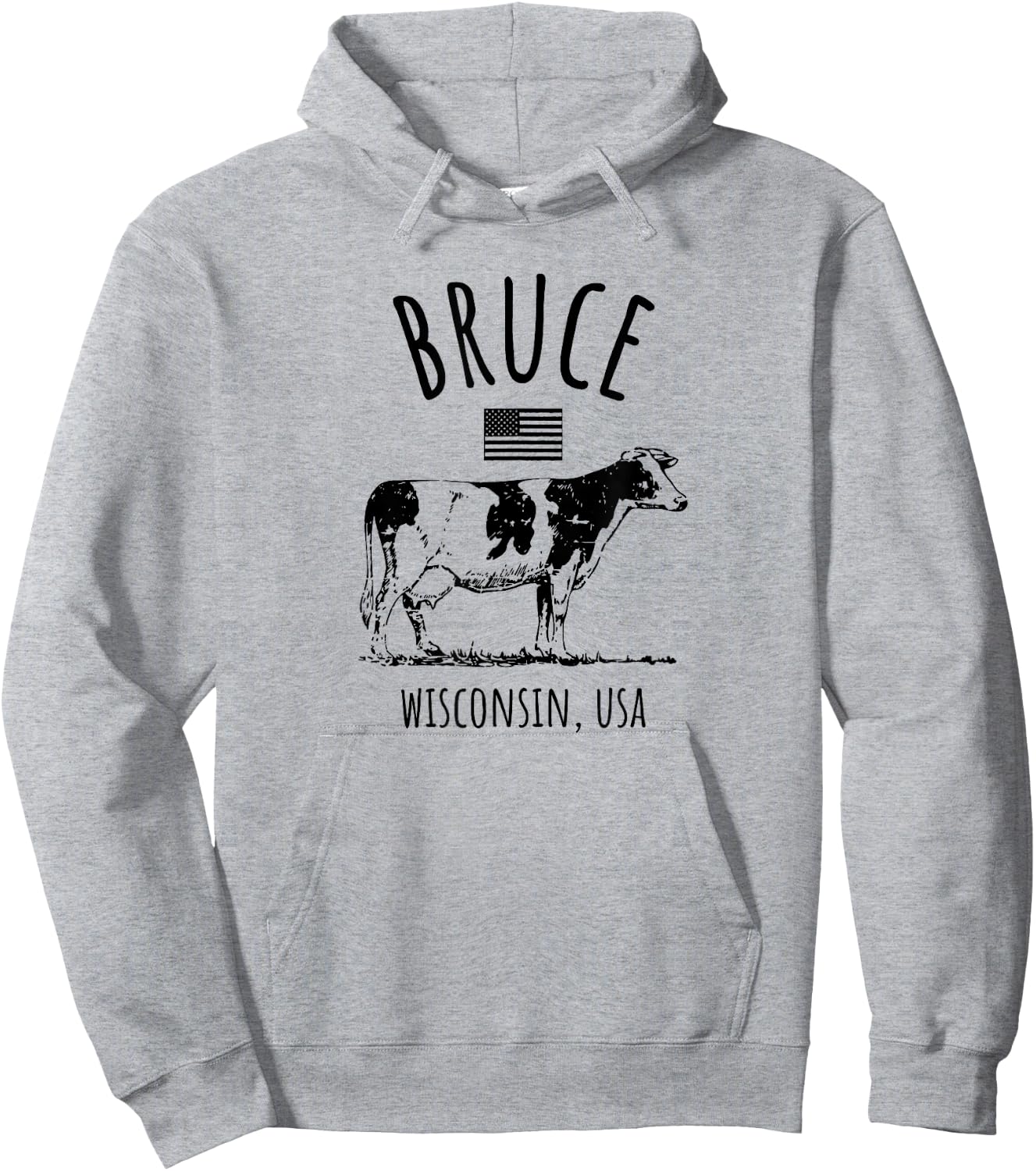 Bruce Wisconsin USA Retro Cow Vintage Style Design Hoodie - Hoodie | Ash