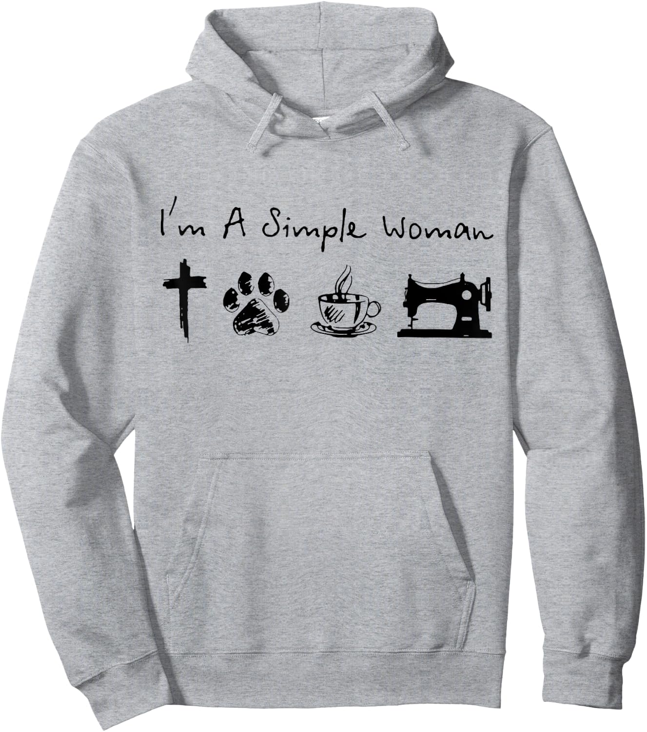 I'm A Simple Woman Jesus Dogs Cats Coffee Sewing Quilting Hoodie - Hoodie | Ash