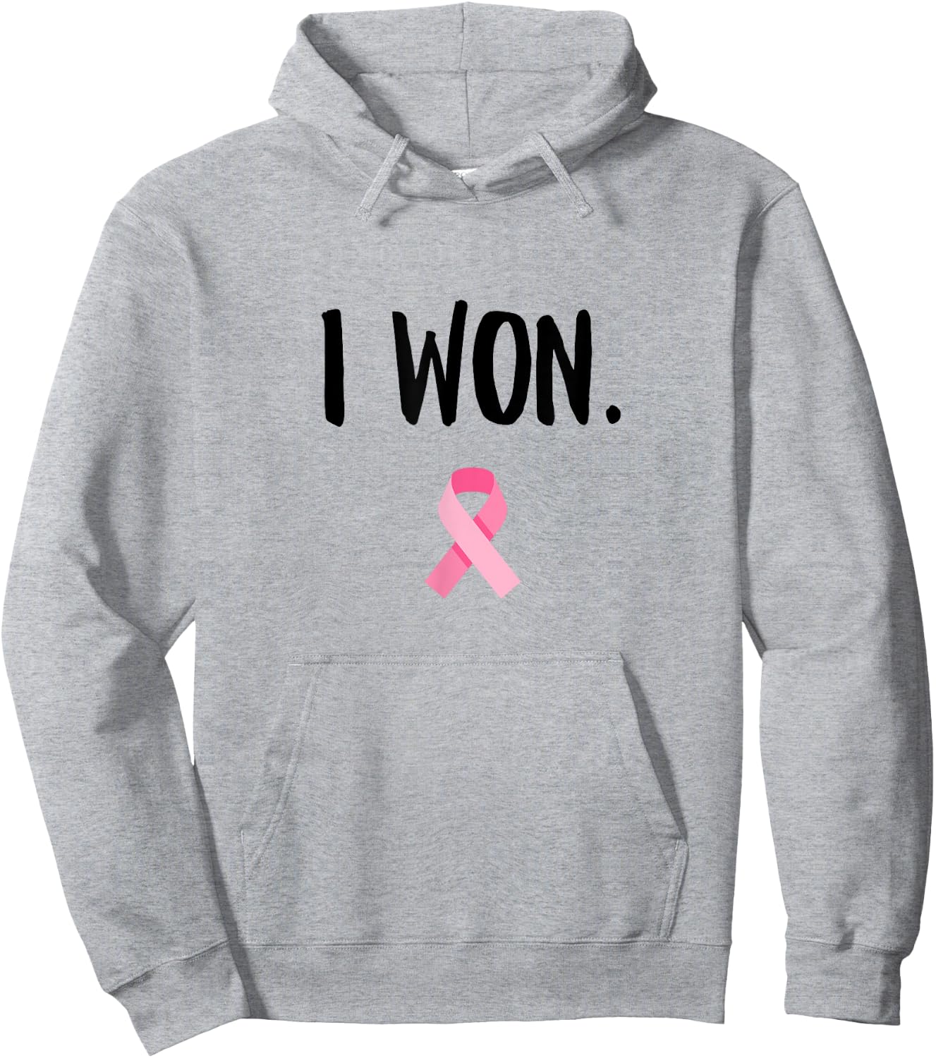 I Won Pink Ribbon Survivor Breast Cancer Awareness Hoodie - Hoodie | Ash