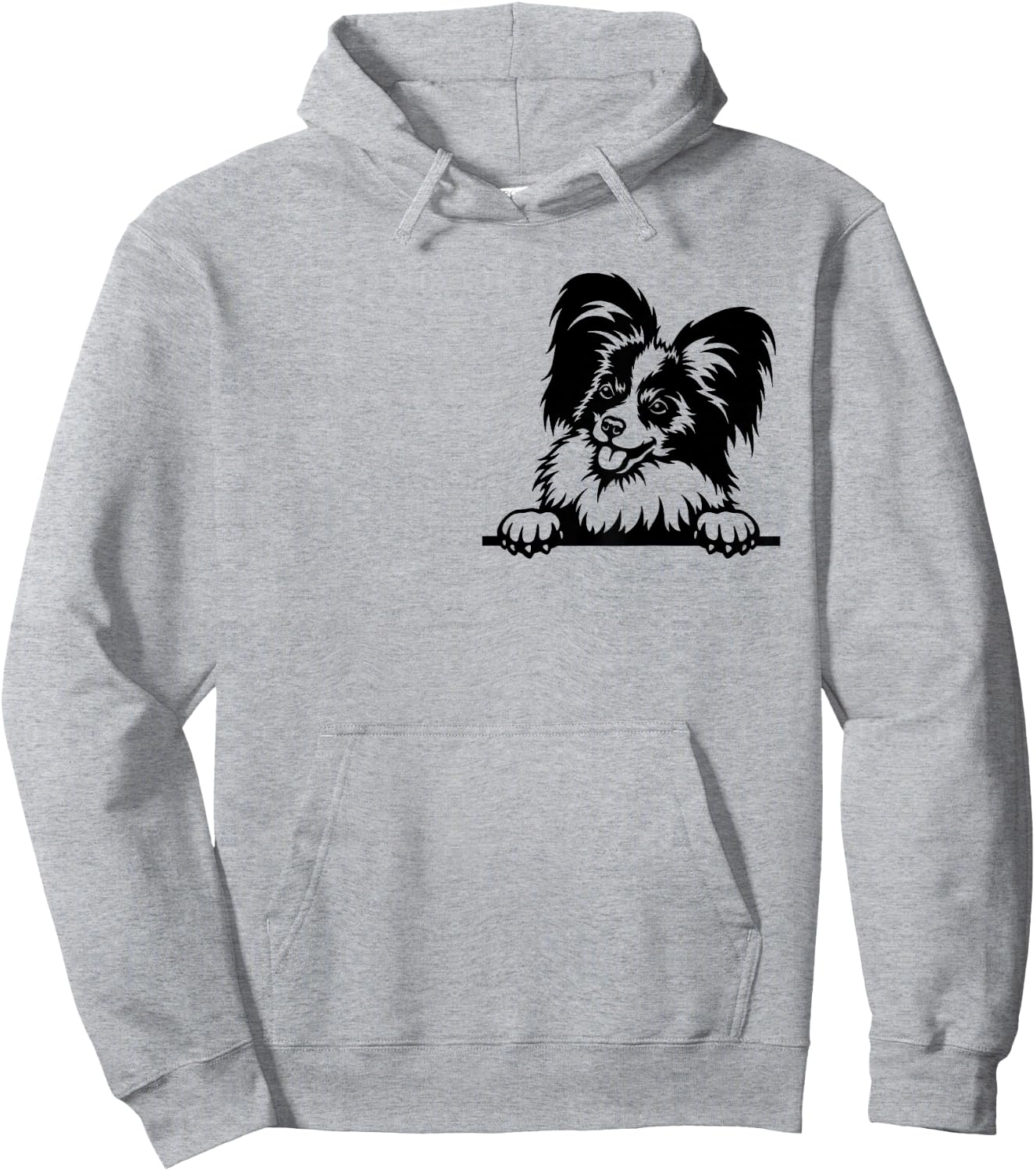 Funny Papillion Dog Inside Pocket Lovers Dog Gift Men Women Hoodie - Hoodie | Ash