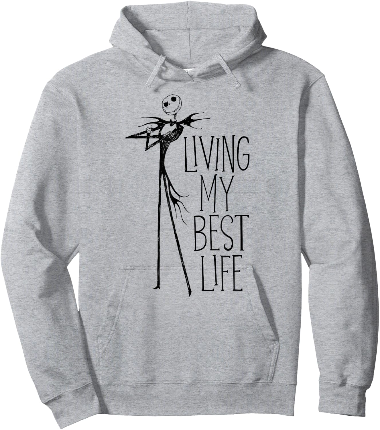 Amazon Essentials Men's Nightmare Before Christmas Jack Living My Best Life Graphic , White, Small Hoodie - Hoodie | Ash