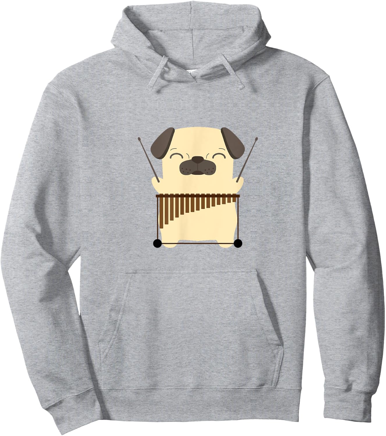 Pug with Vibraphone Vibraphonist Gift Hoodie - Hoodie | Ash