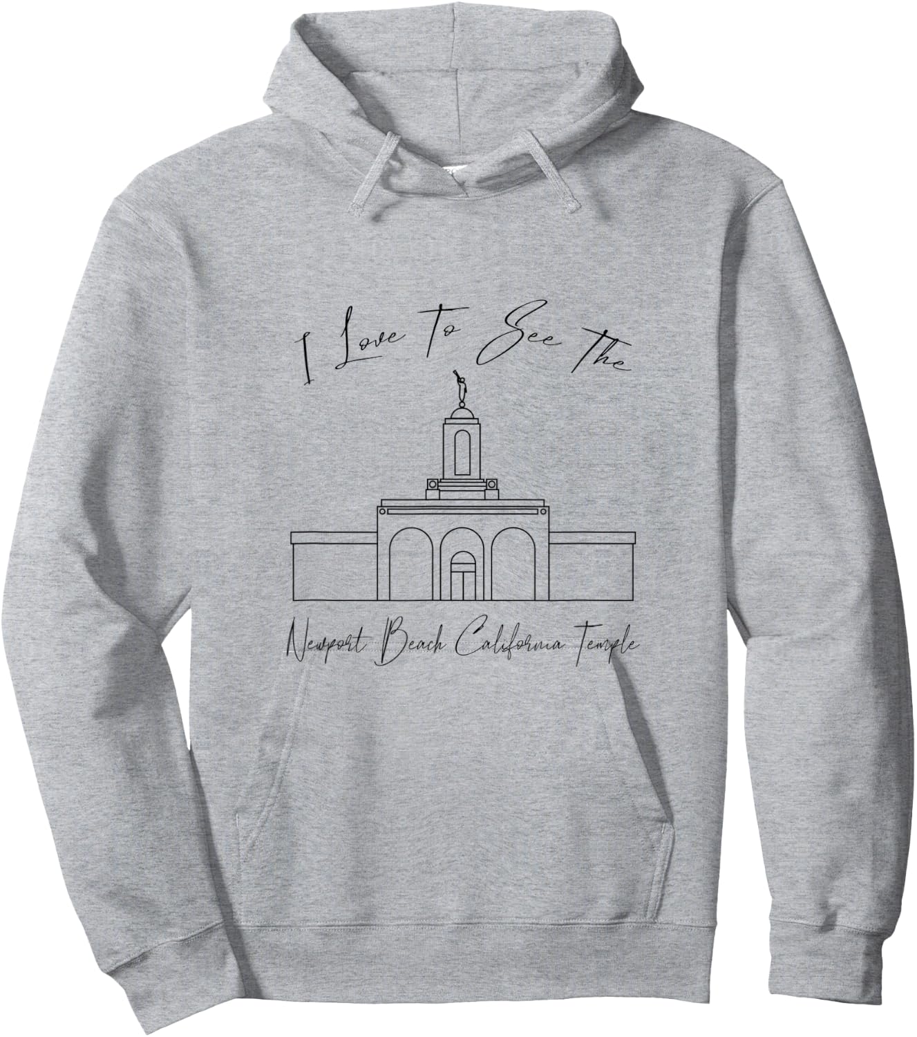 Newport Beach CA Temple, I love to see my temple, calligraph Women Kids Hoodie - Hoodie | Ash