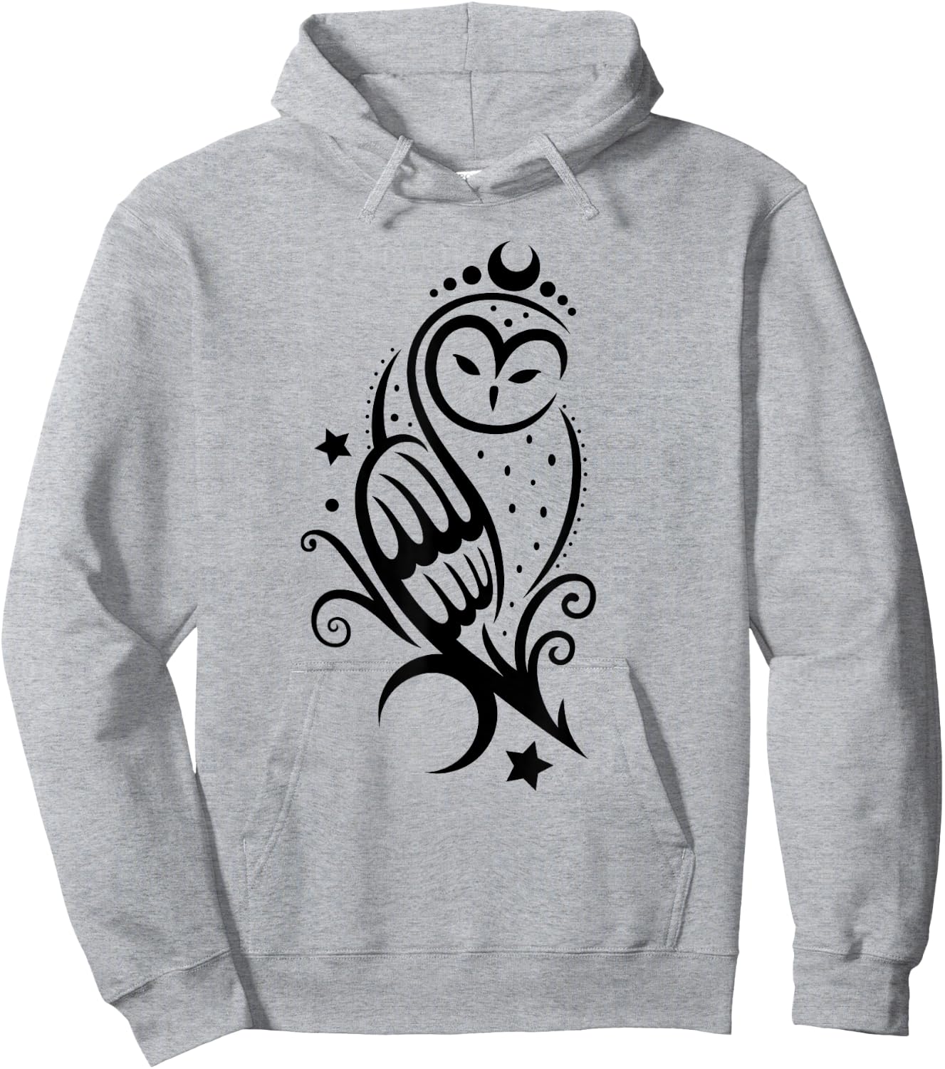 Tattoo Owl with Stars and Moon - Snow Owl Barn Owl Hoodie - Hoodie | Ash