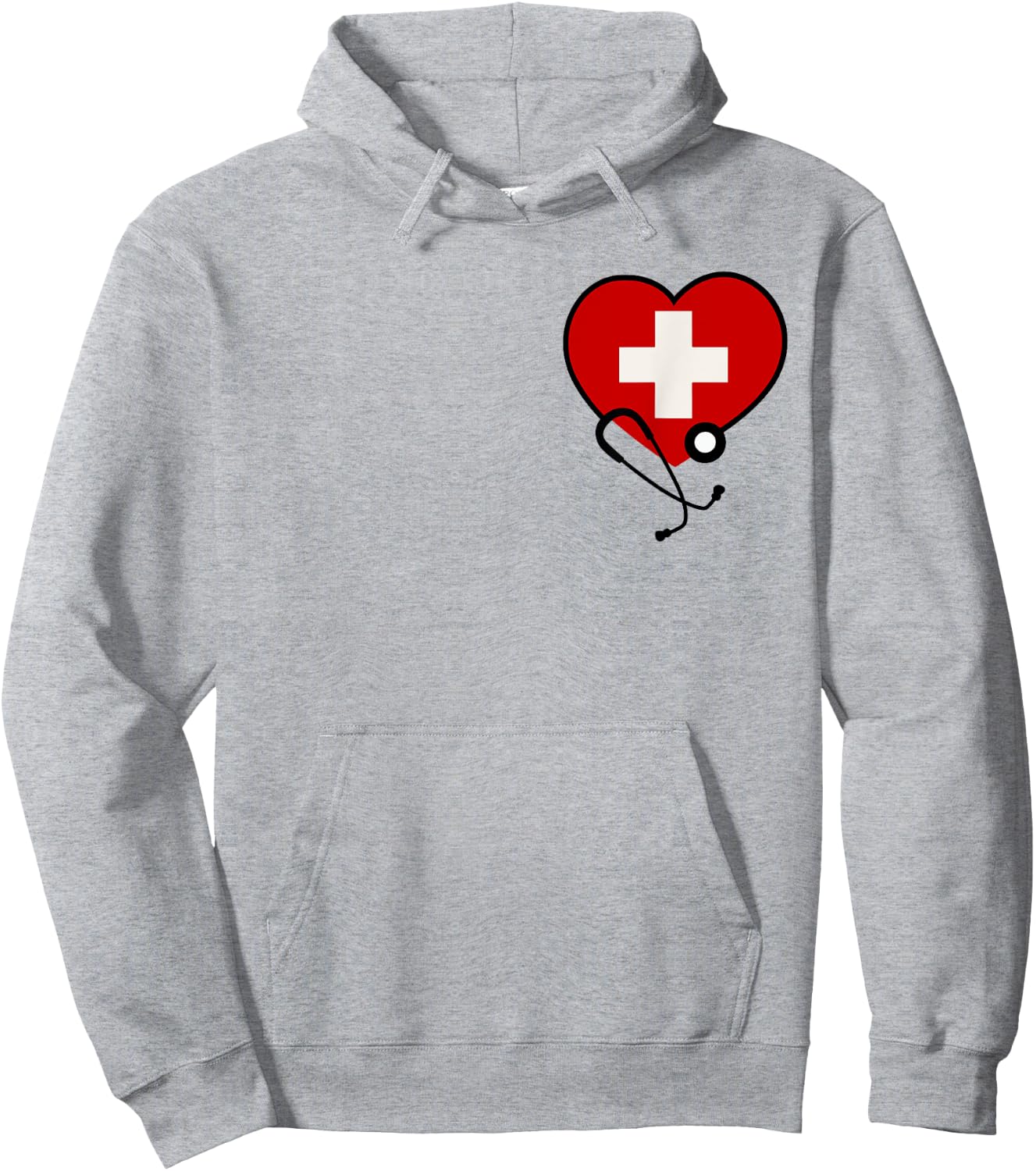 Medical Nurse Doctor Costume Uniform Red Cross Stethoscope Hoodie - Hoodie | Ash
