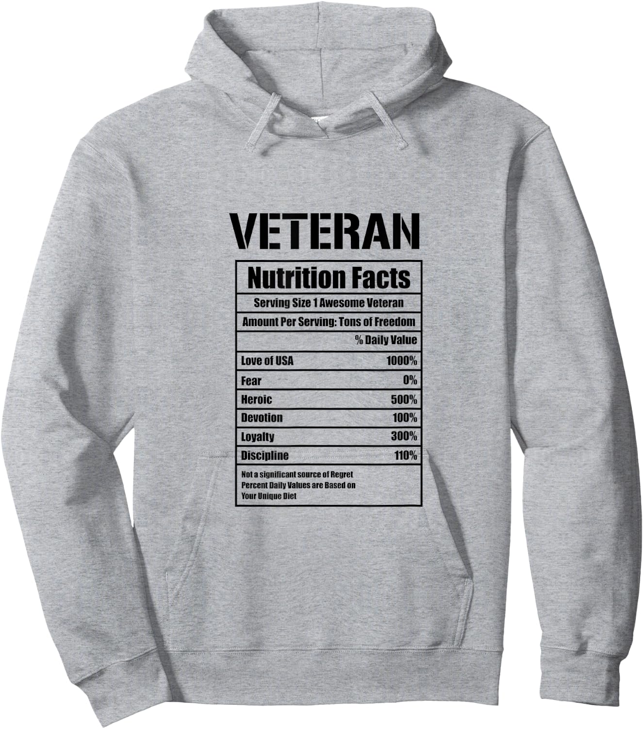 Veteran Nutritional Facts Veterans Day Hoodie - Hoodie | Ash