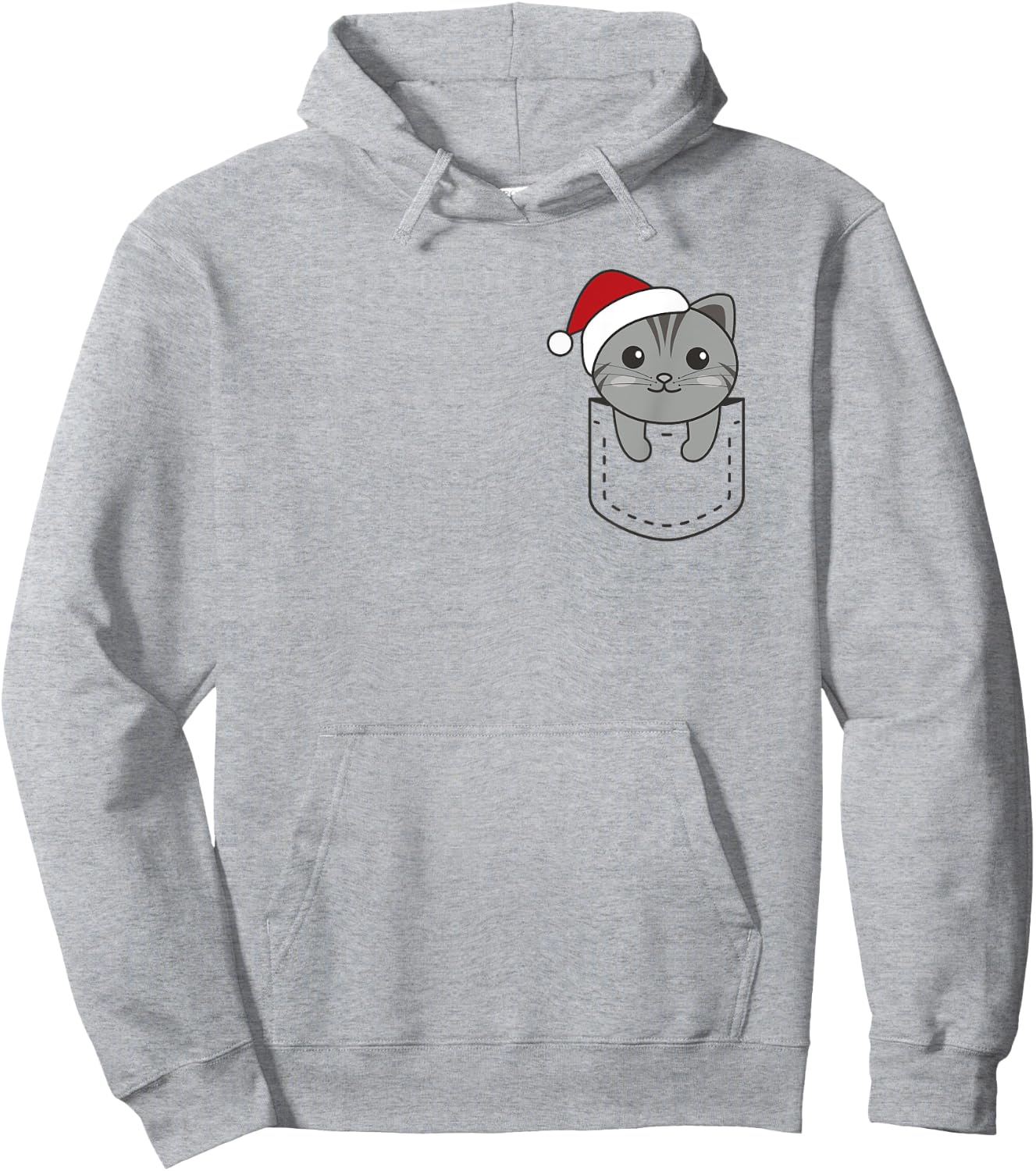 Cat In Pocket Christmas In Breast Pocket Cute Cat Women Kids Hoodie - Hoodie | Ash