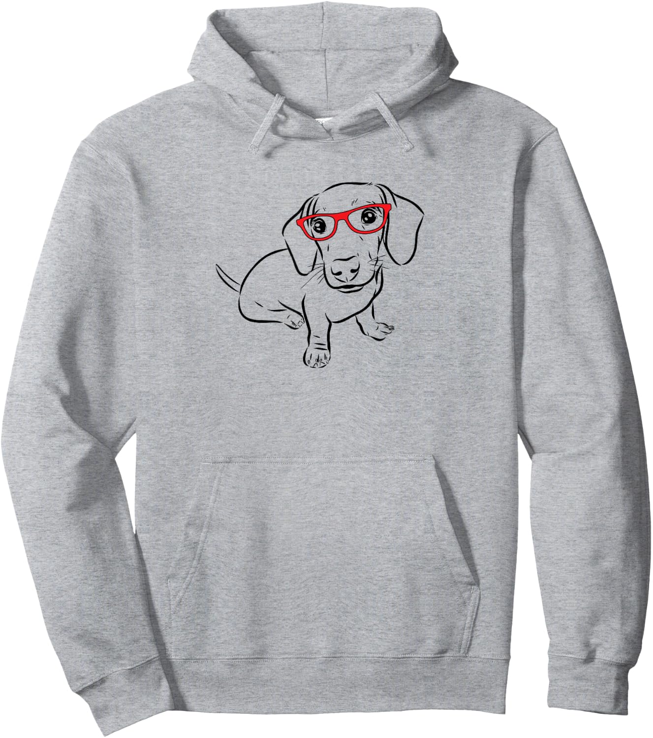 Funny Illustration Red Glasses Hipster Nerd Dachshund Lover Hoodie - Hoodie | Ash
