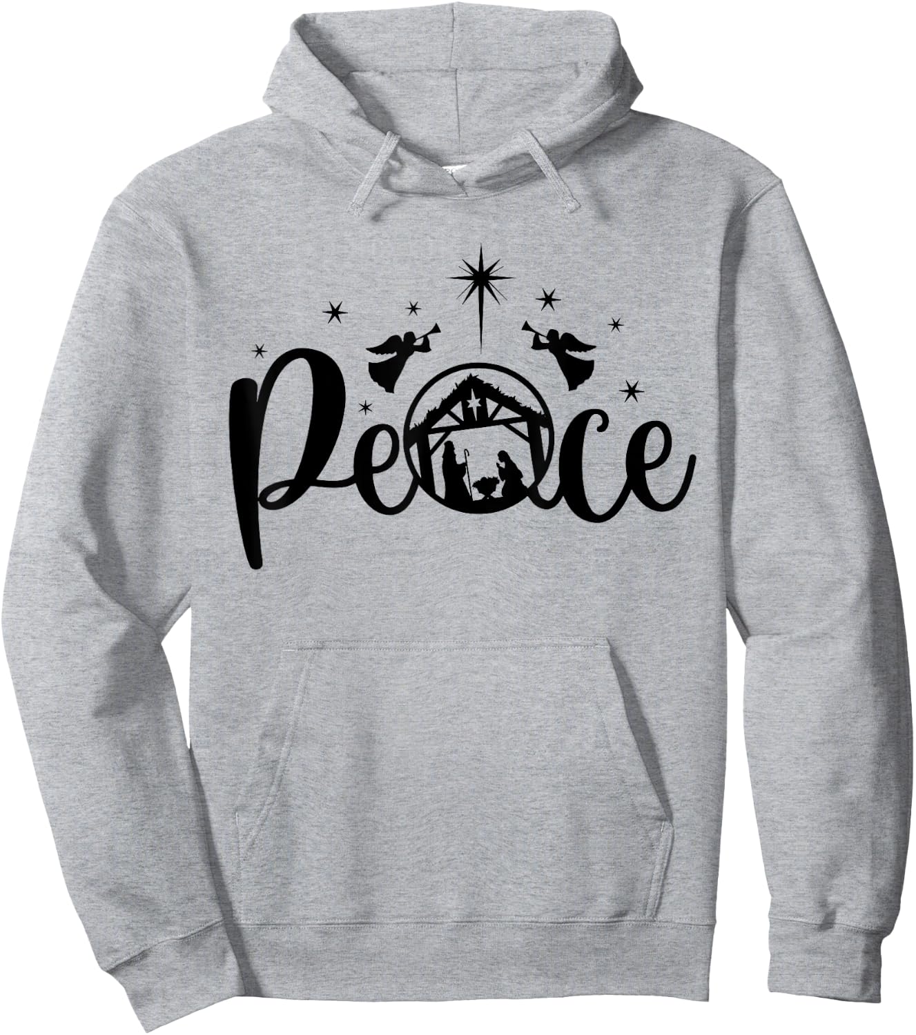 Peace Jesus Christian Christmas Nativity Scene XMAS Faith Hoodie - Hoodie | Ash