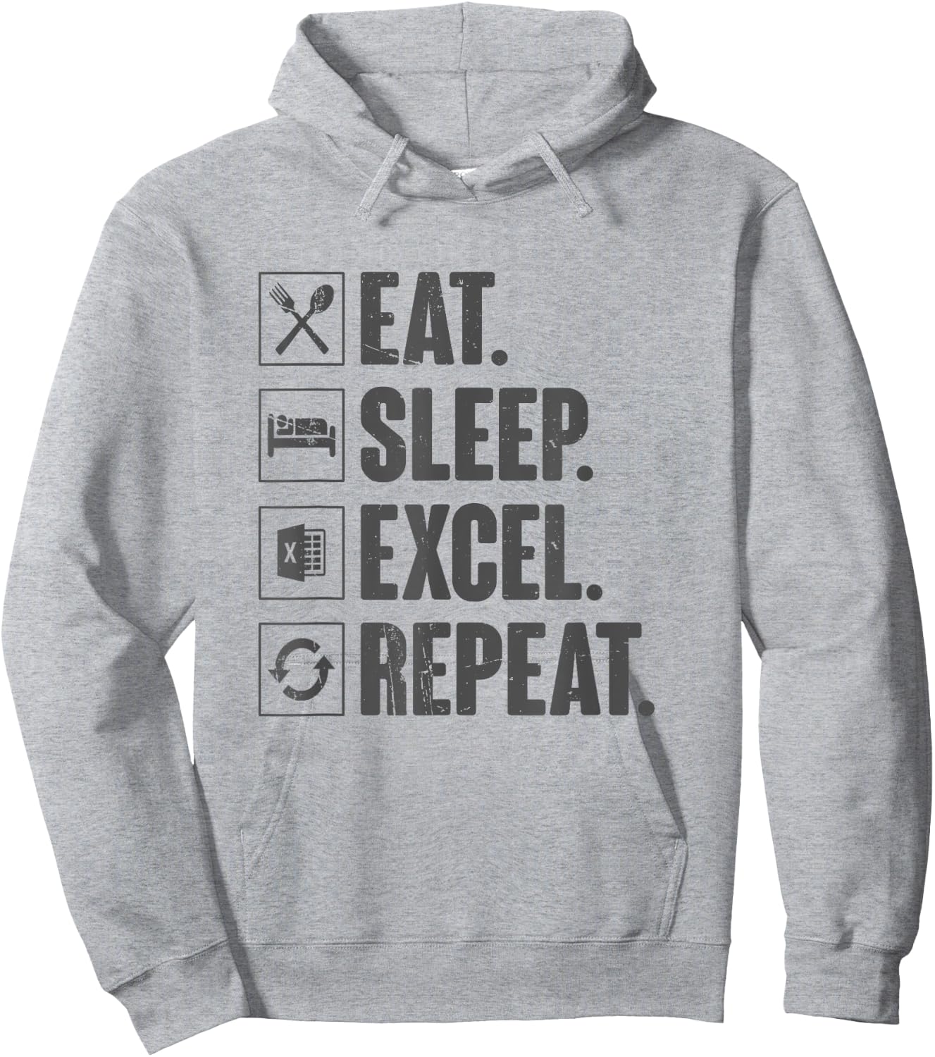 Eat Sleep Excel Repeat Funny Vintage Retro Excel Hoodie - Hoodie | Ash
