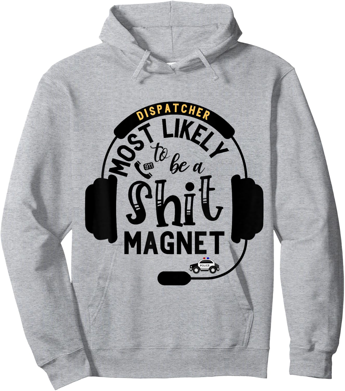 Funny 911 Dispatcher Gifts Police Dispatch Thin Gold Line Hoodie - Hoodie | Ash