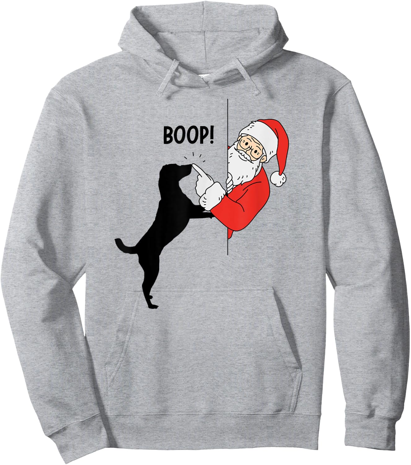 Funny Christmas Santa Booping Dog's Nose Santa Dog Boop Gift Women Kids Hoodie - Hoodie | Ash