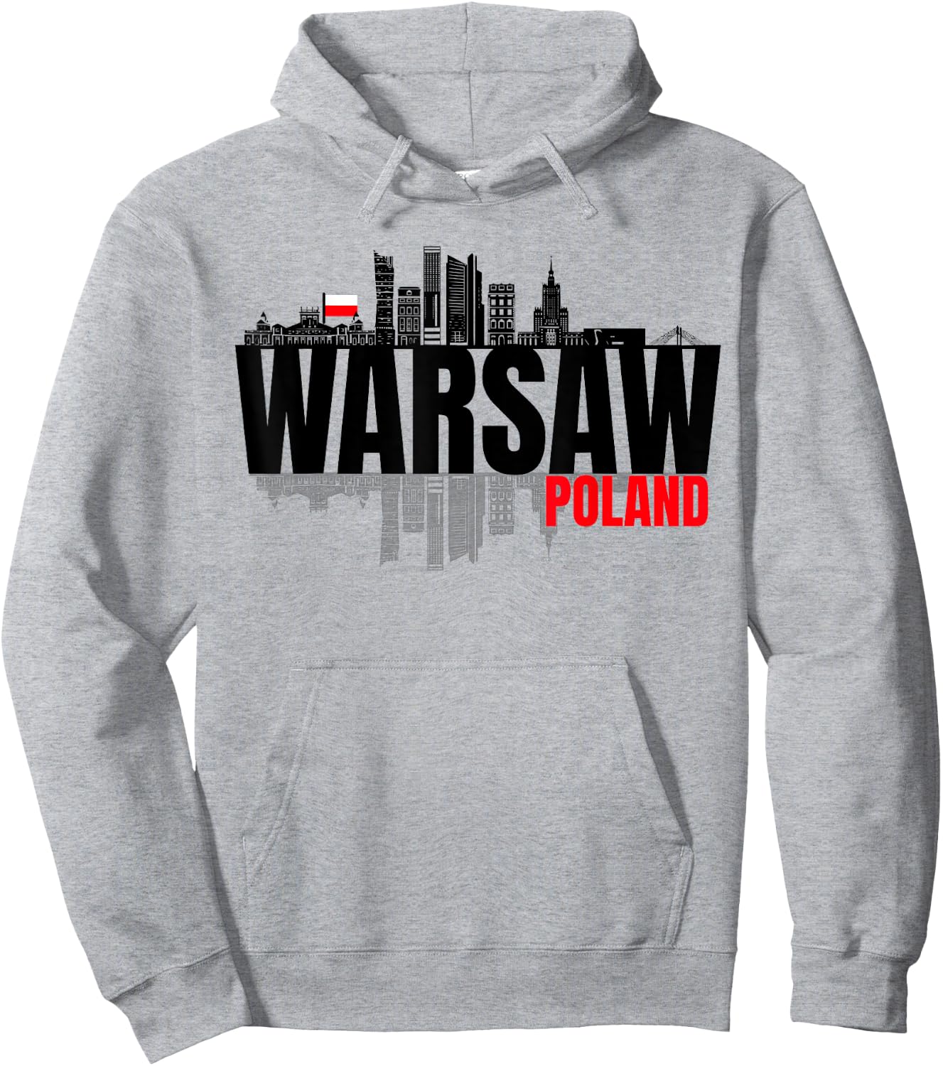 Warsaw Poland Skyline Warszawa Polska Polish Roots Fest GIft Hoodie - Hoodie | Ash