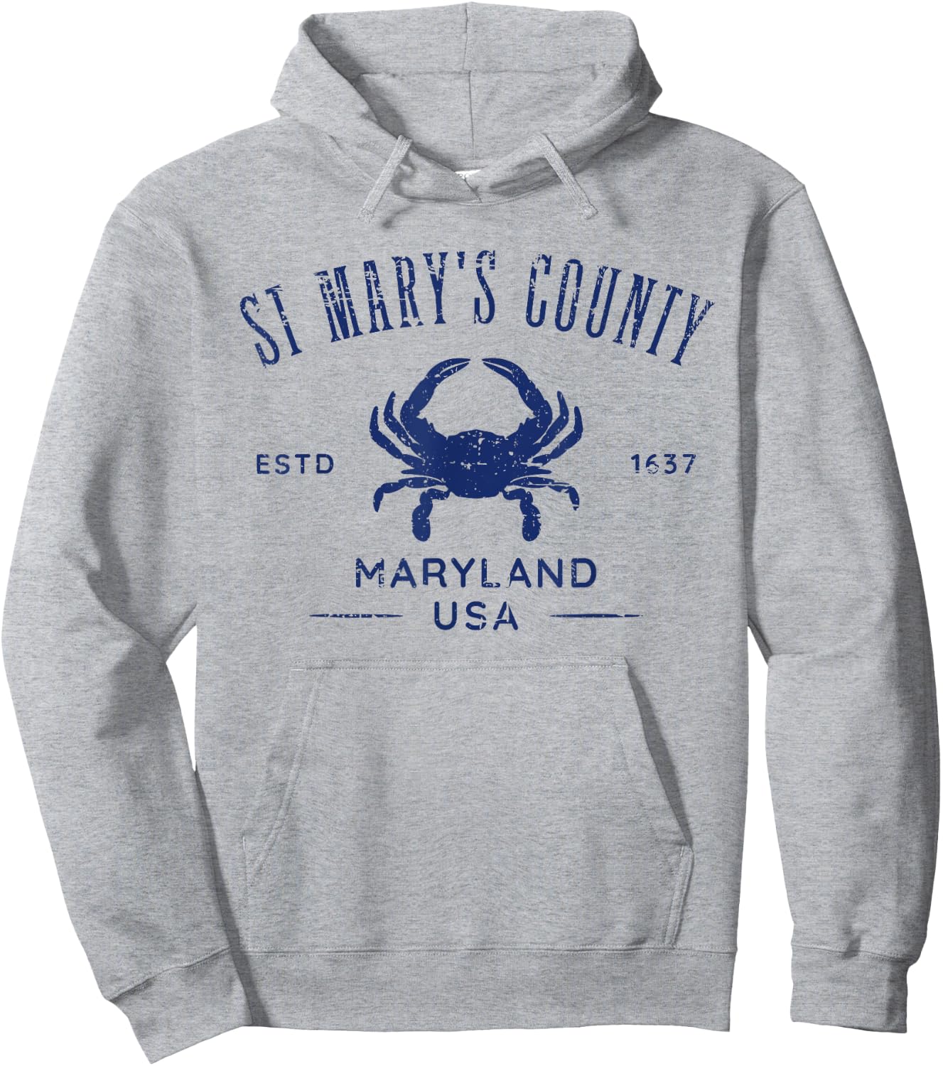 St Mary's County Maryland USA Crab Distressed Design Hoodie - Hoodie | Ash