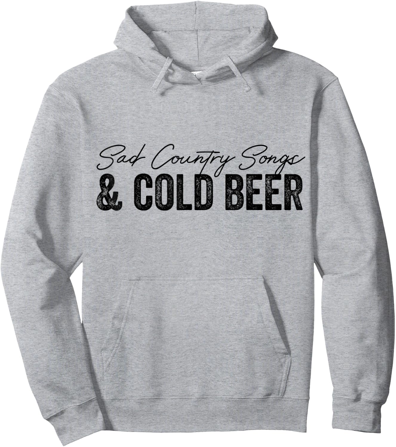 Sad Country Songs and Cold Beer Vintage Funny Music Lovers Hoodie - Hoodie | Ash