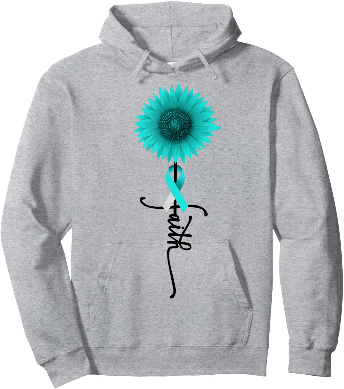 Cervical Cancer Sunflower Faith Cervical Cancer Awareness Hoodie - Hoodie | Ash