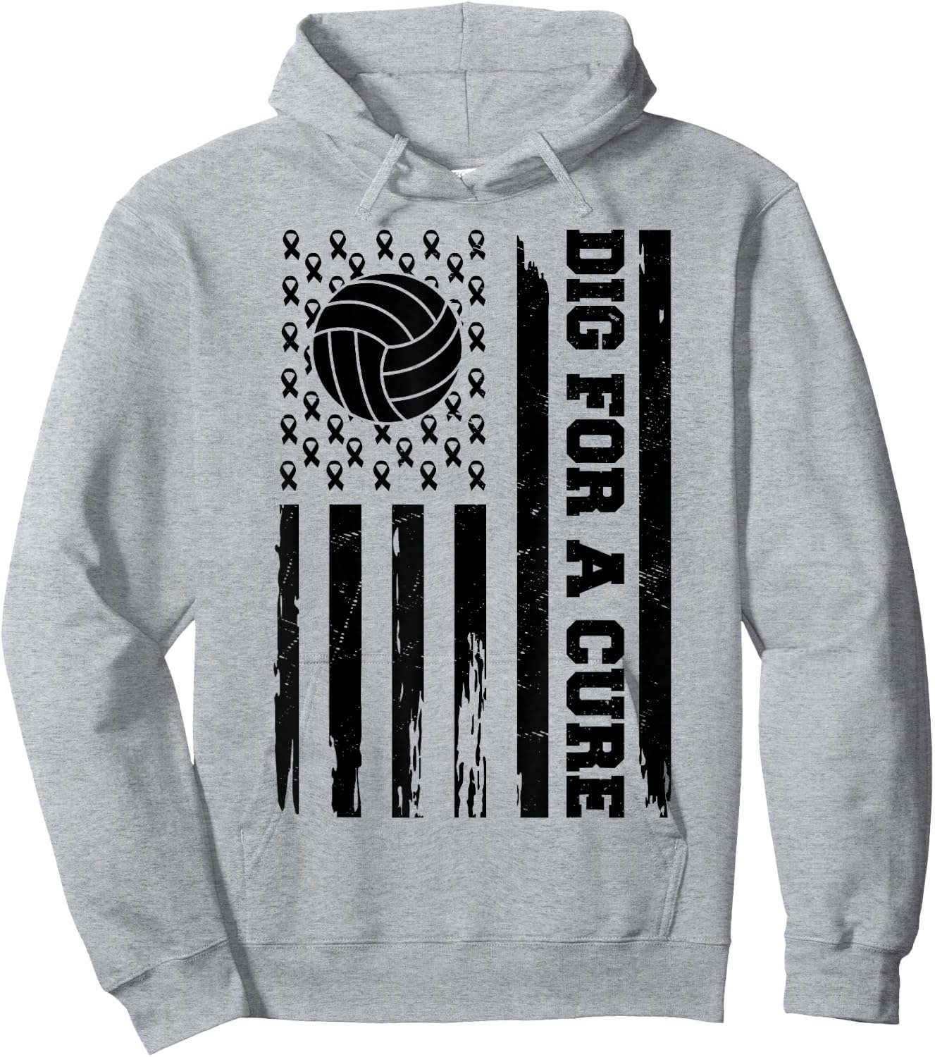 Dig For A Cure Breast Cancer Awareness Volleyball Pink Hoodie - Hoodie | Ash