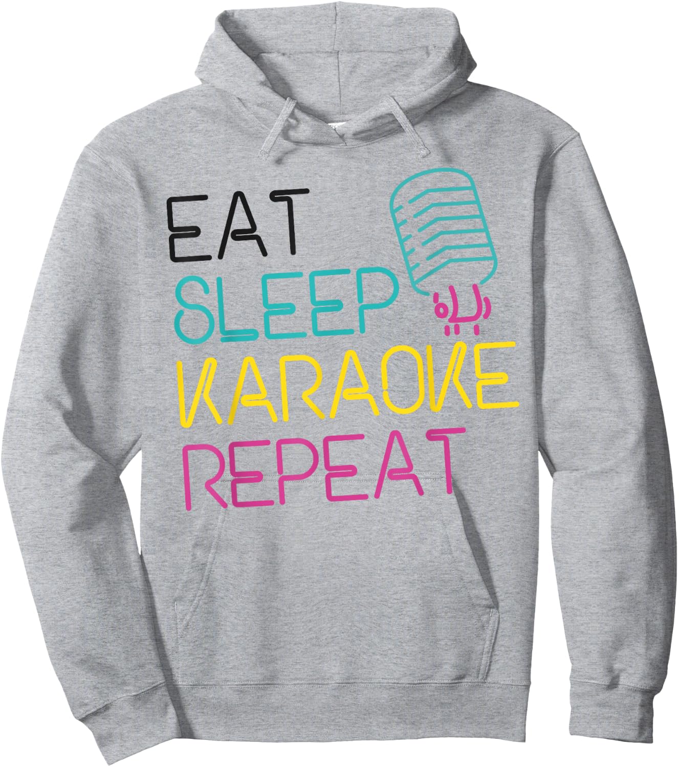 Karaoke Singer 80s Retro Eat Sleep Karaoke Repeat Hoodie - Hoodie | Ash