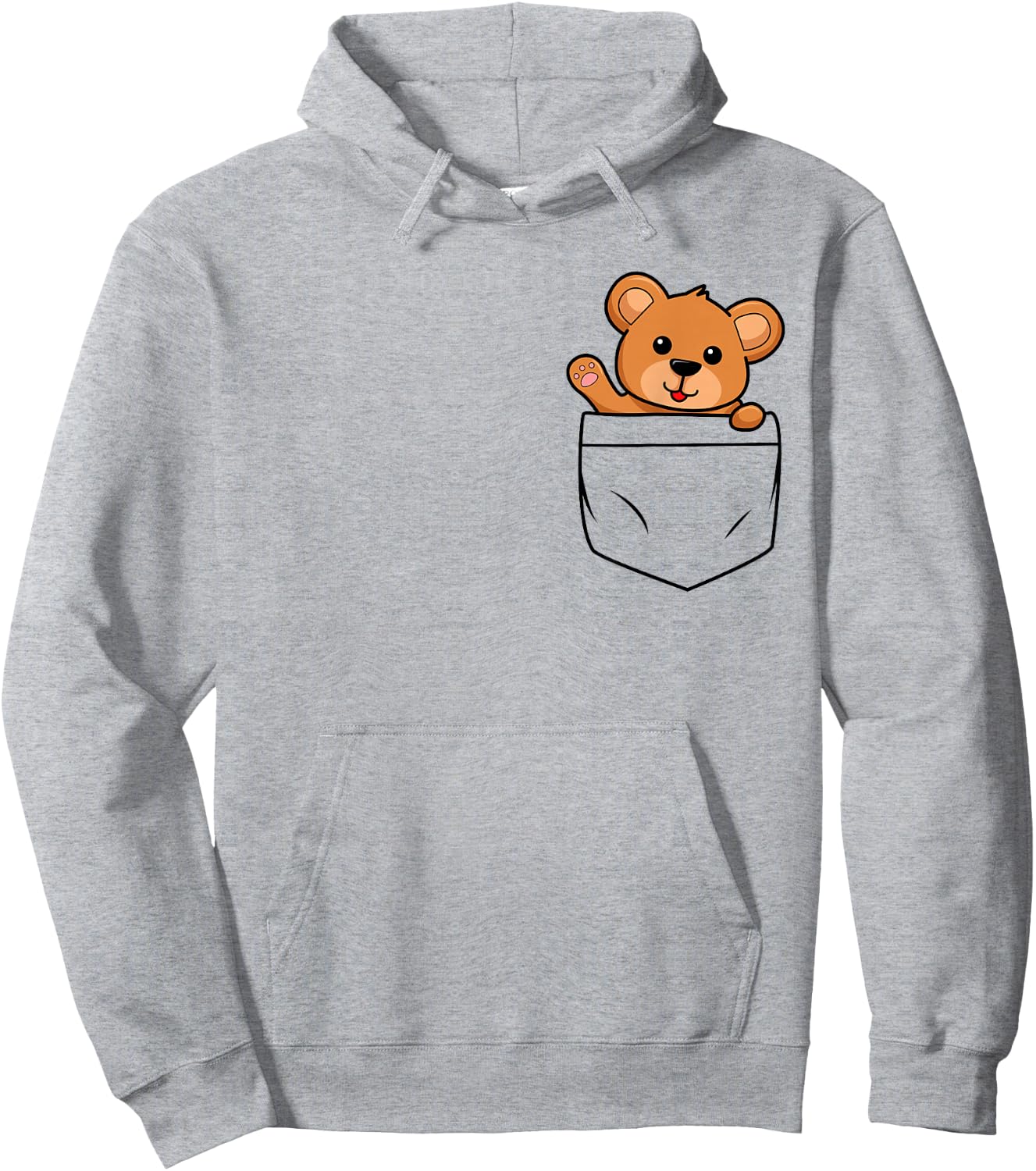 Teddy Bear in Breast Pocket Funny Cute Bears Men Women Kids Hoodie - Hoodie | Ash