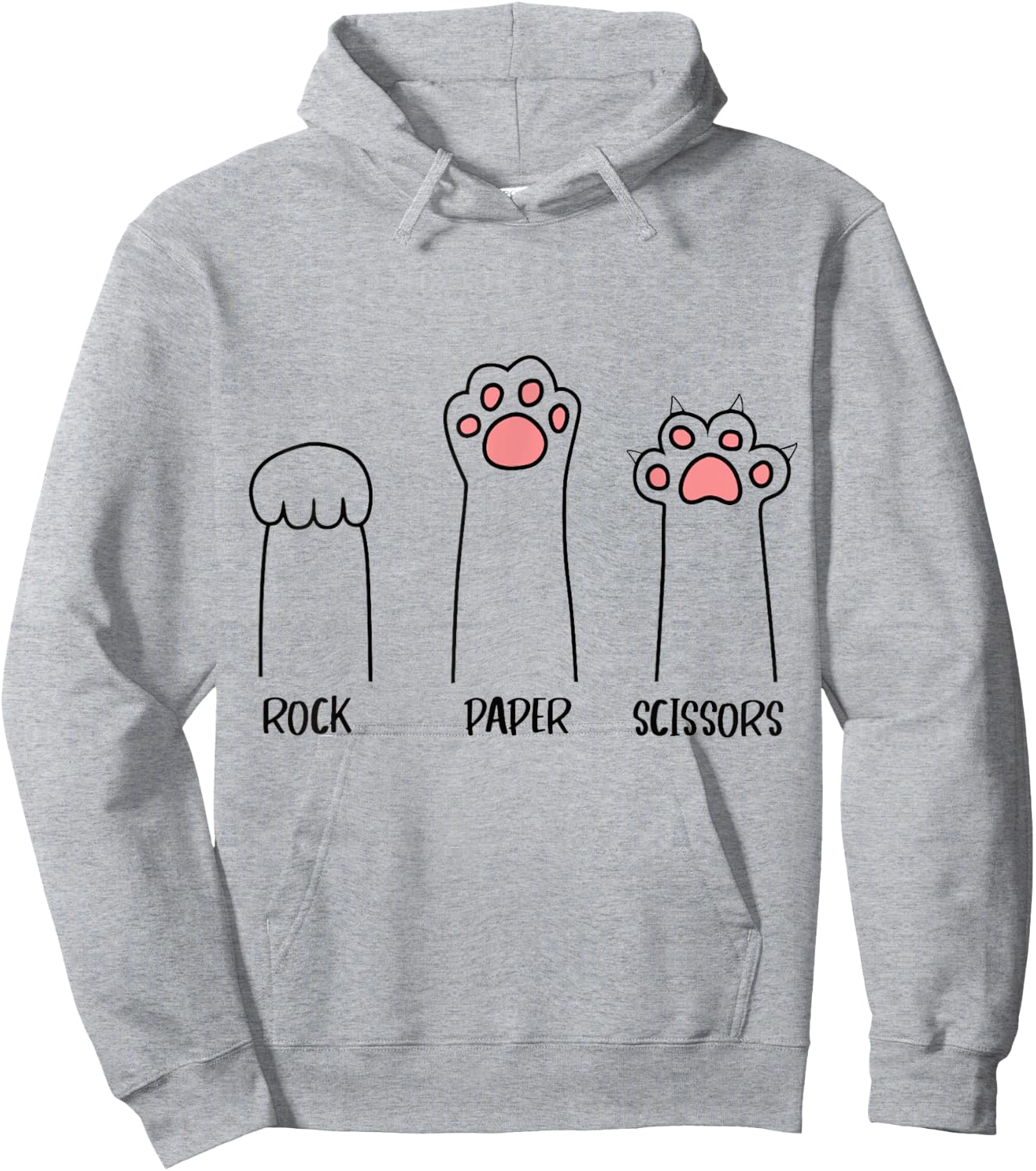 Rock Paper Scissors Hand Game Cute Paw Funny Cat Women Kids Hoodie - Hoodie | Ash