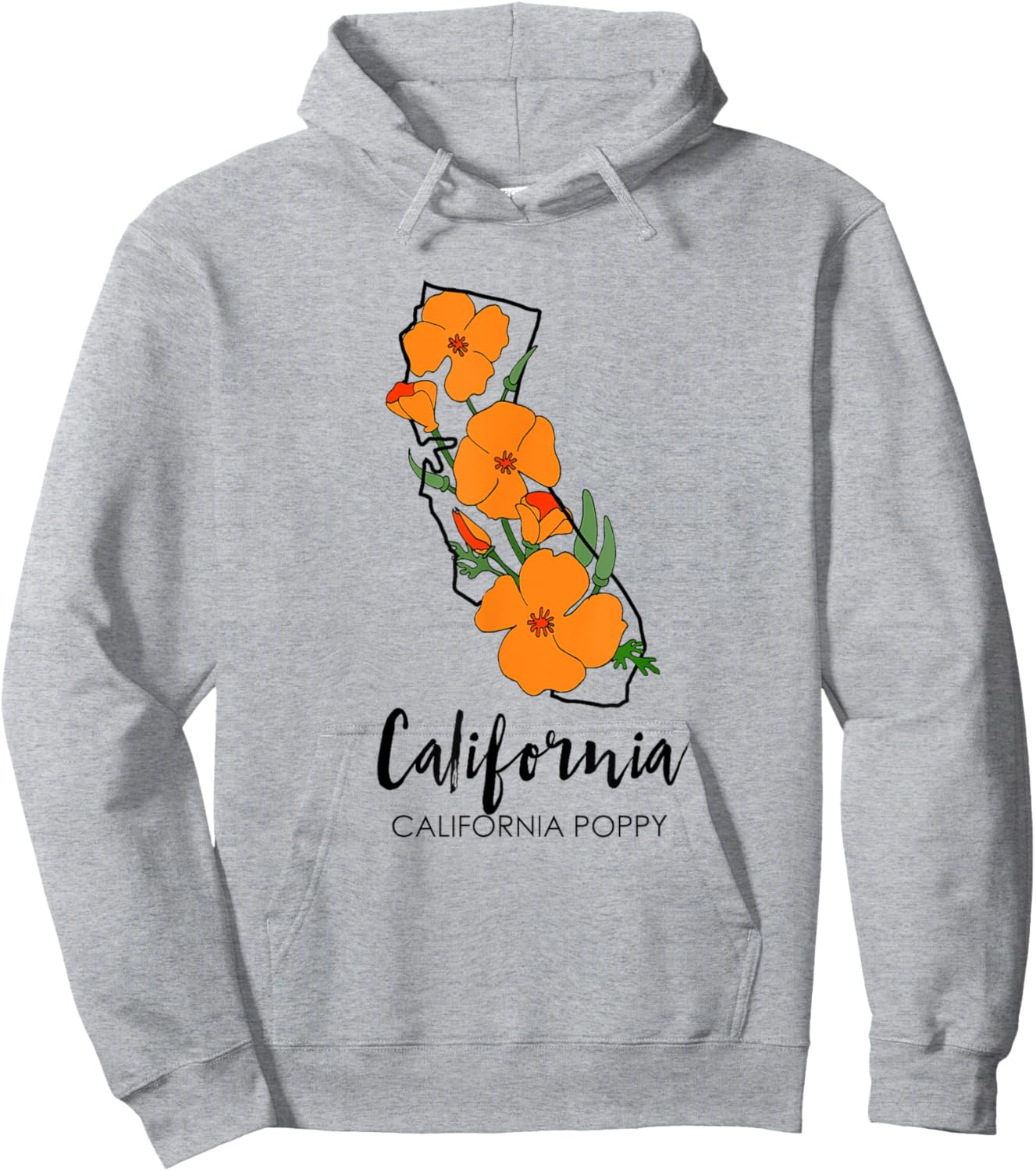 California Poppy Flower Hoodie - Hoodie | Ash