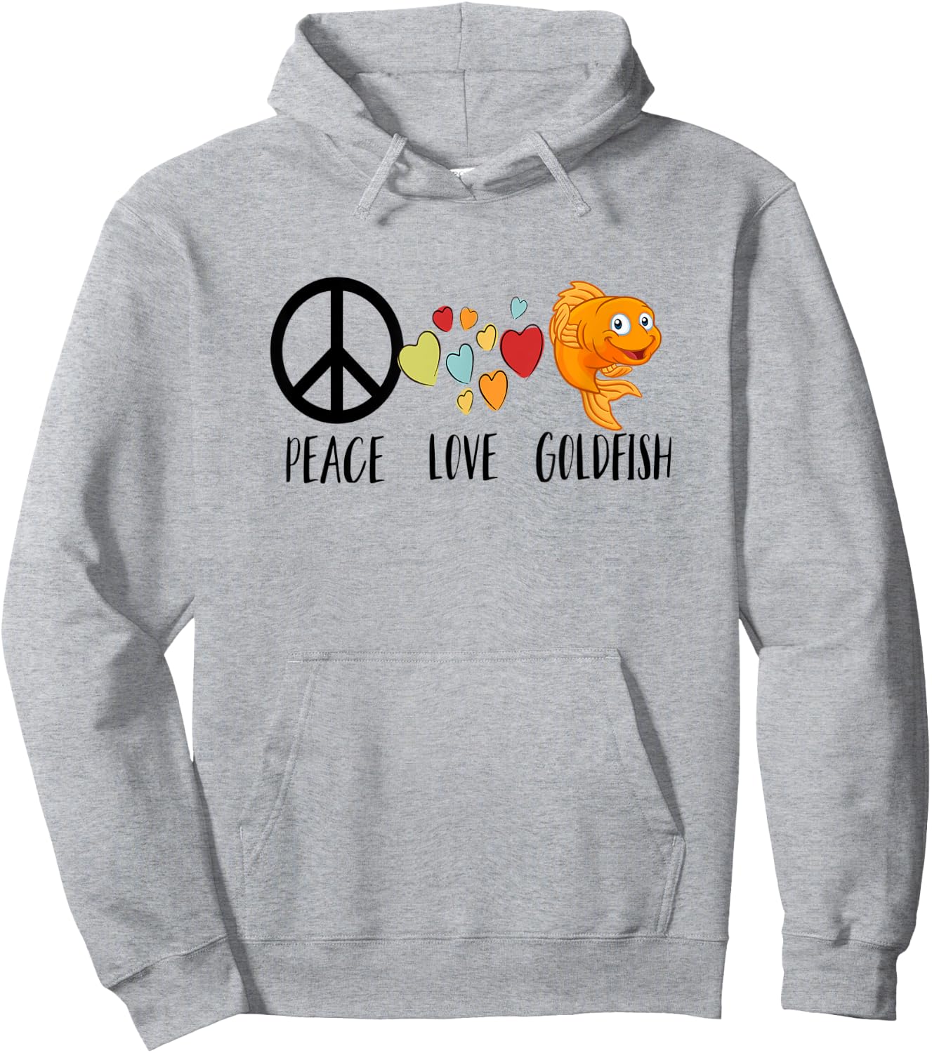 Funny Goldfish Shirt for Kids Moms Peace Love Goldfish Gifts Hoodie - Hoodie | Ash
