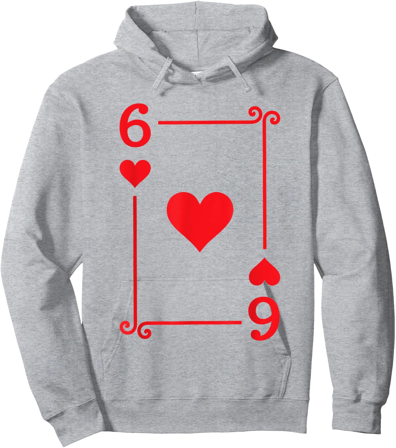 Playing Card Costume - 6 Hearts Card - Six Card Hoodie - Hoodie | Ash
