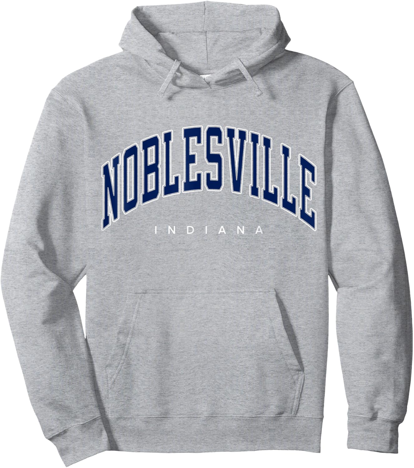 Noblesville Indiana IN Varsity Style Navy Text Hoodie - Hoodie | Ash