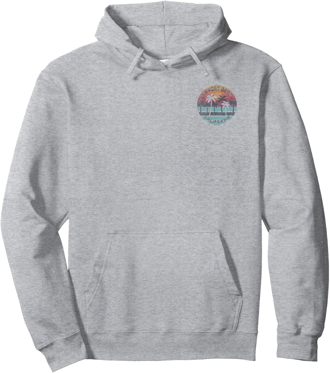Newport Beach, California Palm Tree Graphic Hoodie - Hoodie | Ash