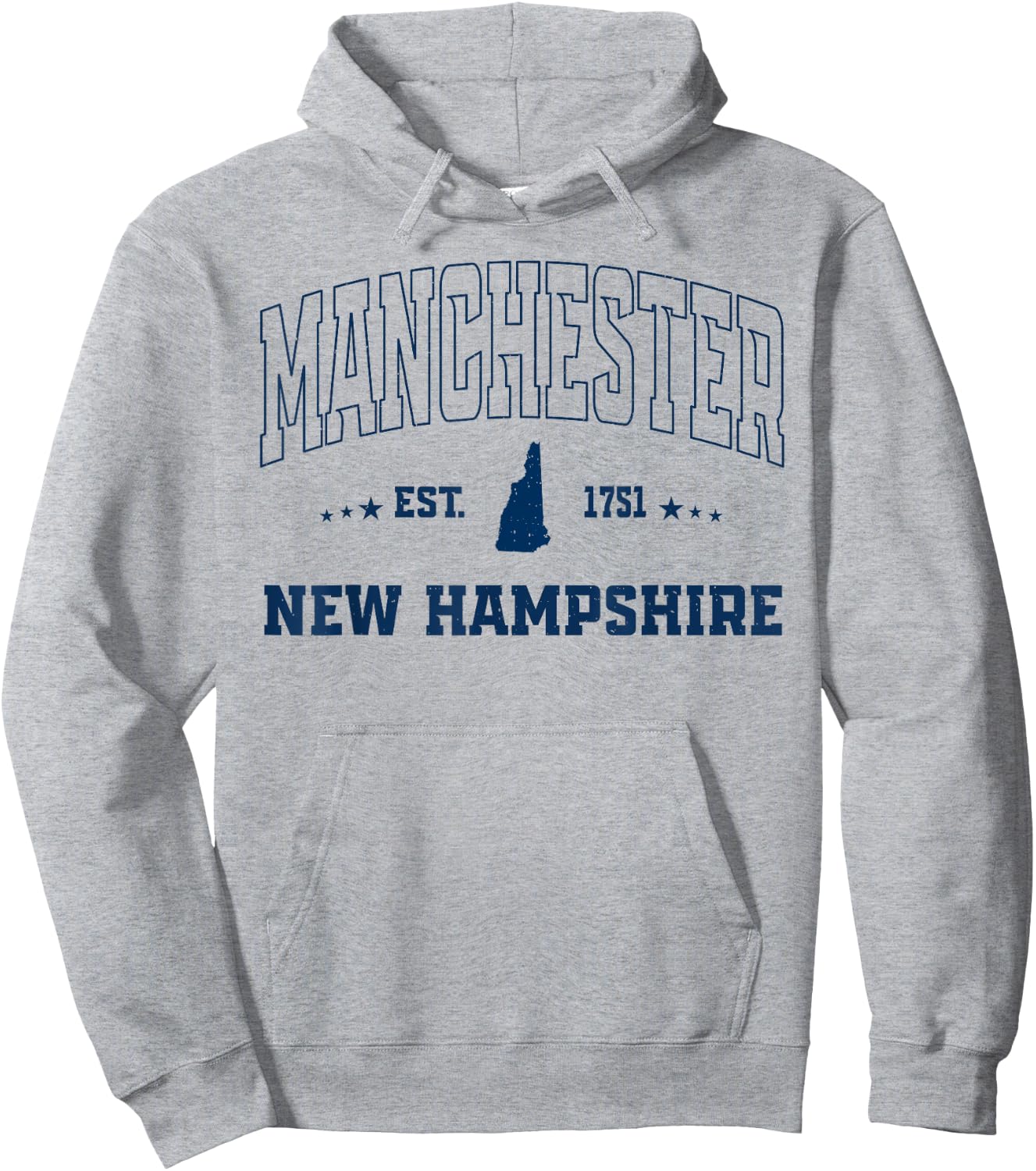 Vintage Manchester New Hampshire NH Navy Sports Athletic Hoodie - Hoodie | Ash