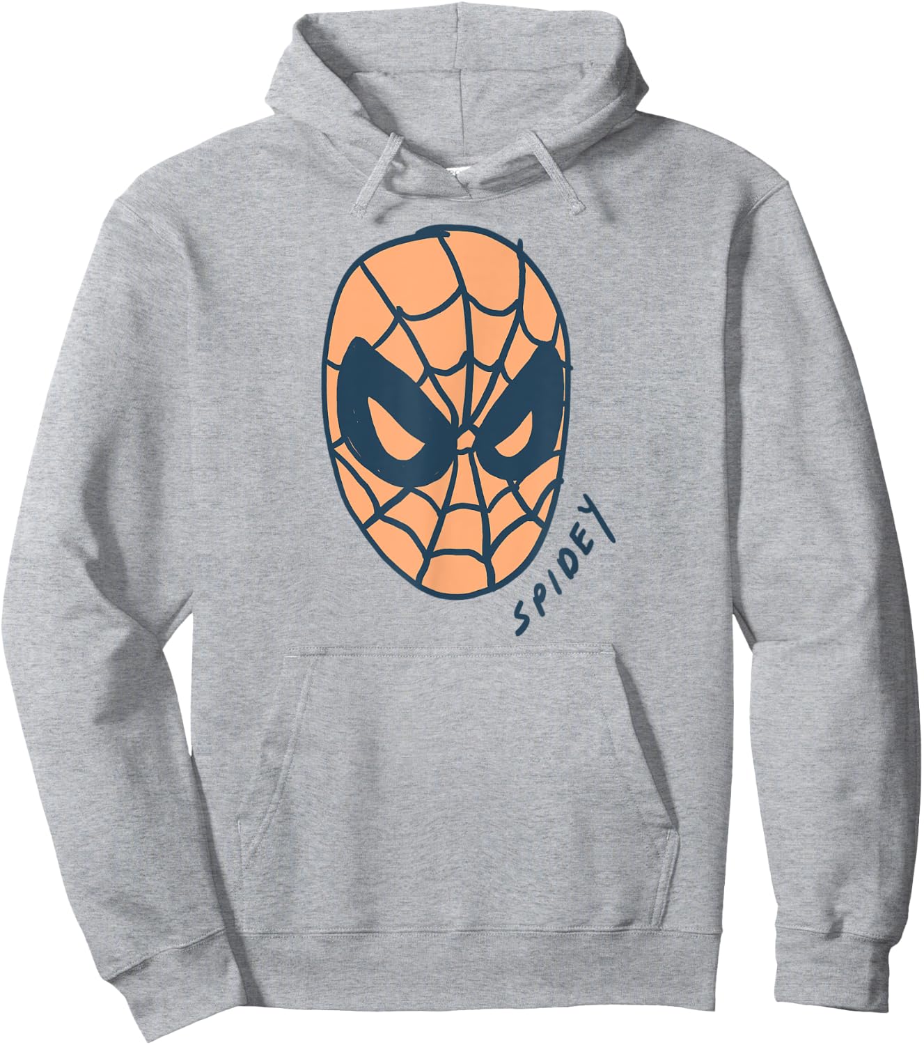 Amazon Essentials Men's MARVEL SPIDER-MAN SPIDEY MASK , White, Small Hoodie - Hoodie | Ash