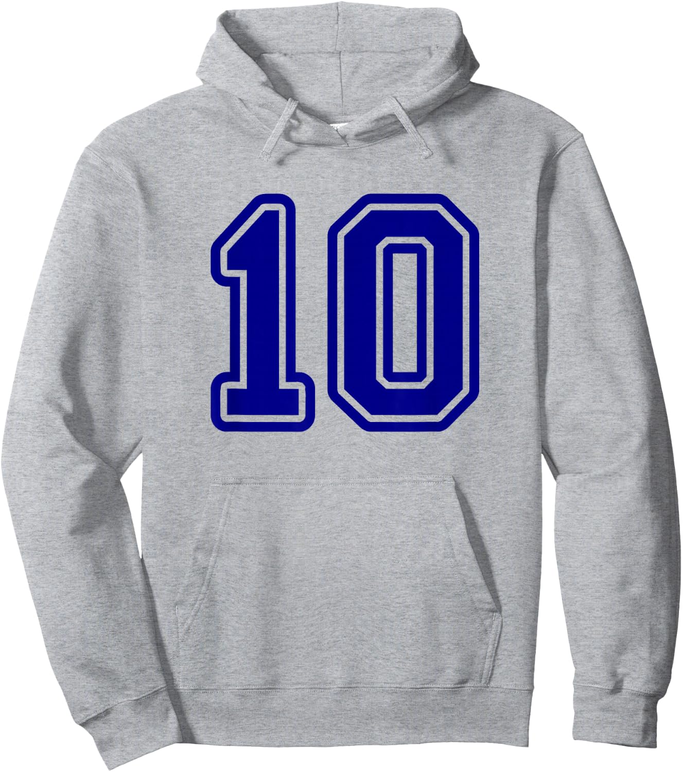 Blue Sports Team Number 10 Hoodie - Hoodie | Ash