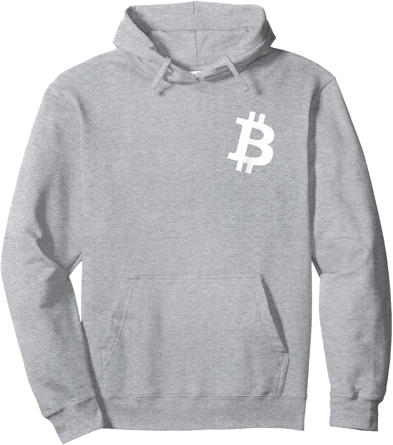 Orange Bitcoin Symbol Small Breast Pocket White Text BTC Hoodie - Hoodie | Ash