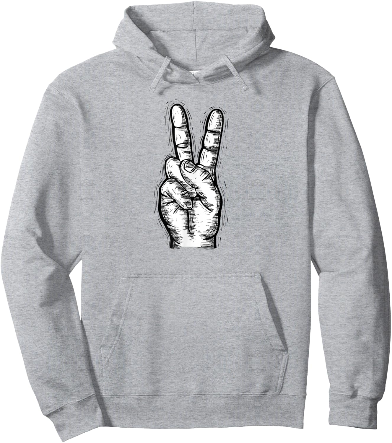 Peace Sign Hand Signal Hand Illustration Vintage Hoodie - Hoodie | Ash