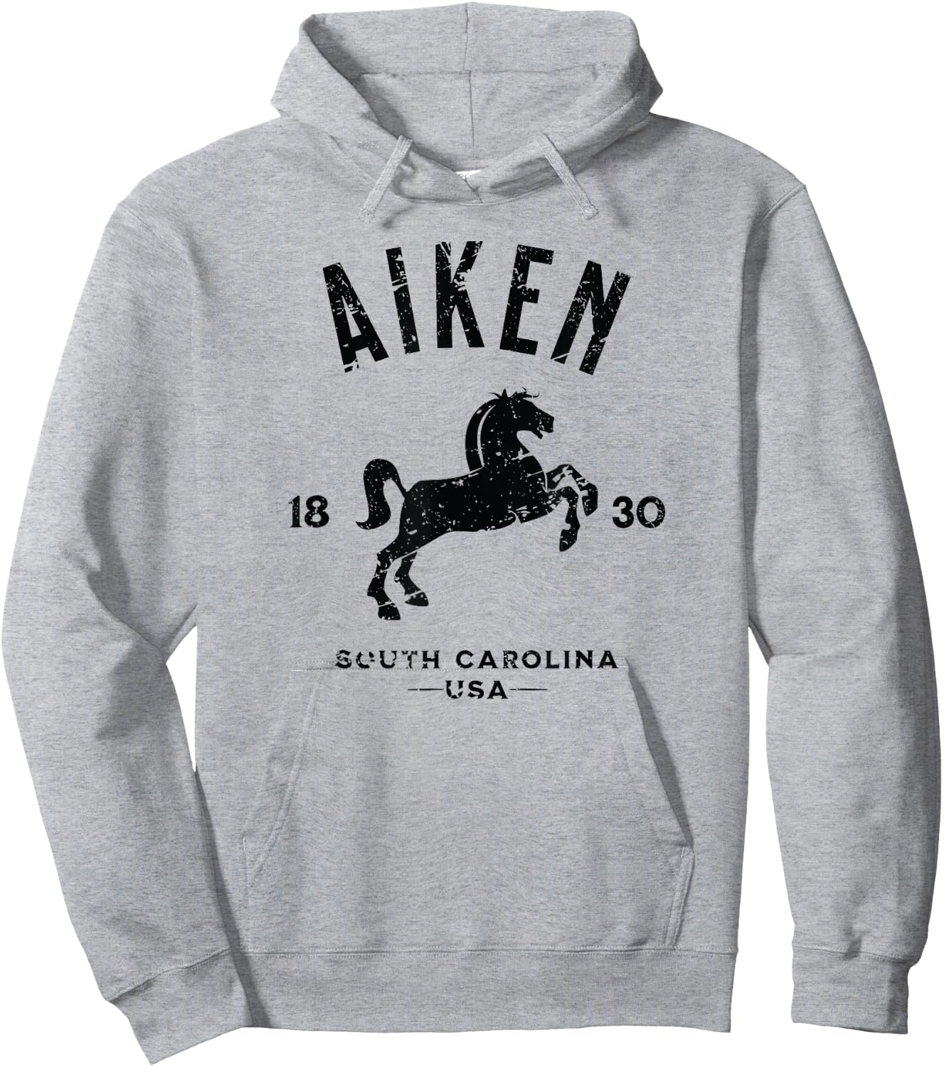Aiken South Carolina USA Equestrian Horse Distressed Design Hoodie - Hoodie | Ash